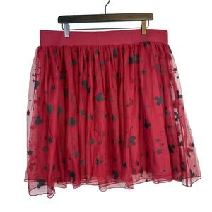 Torrid Disney Mickey Mouse Chiffon Mini Skirt Red Black - Plus Size 2 2X